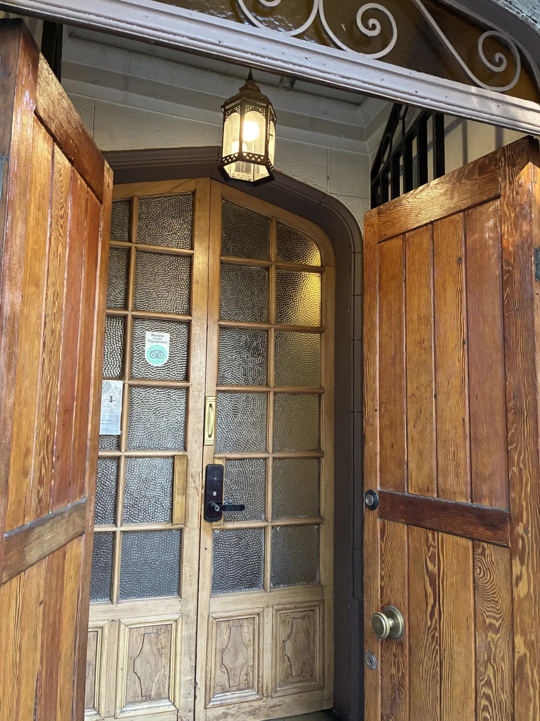 Wooden front door of Casa Conde