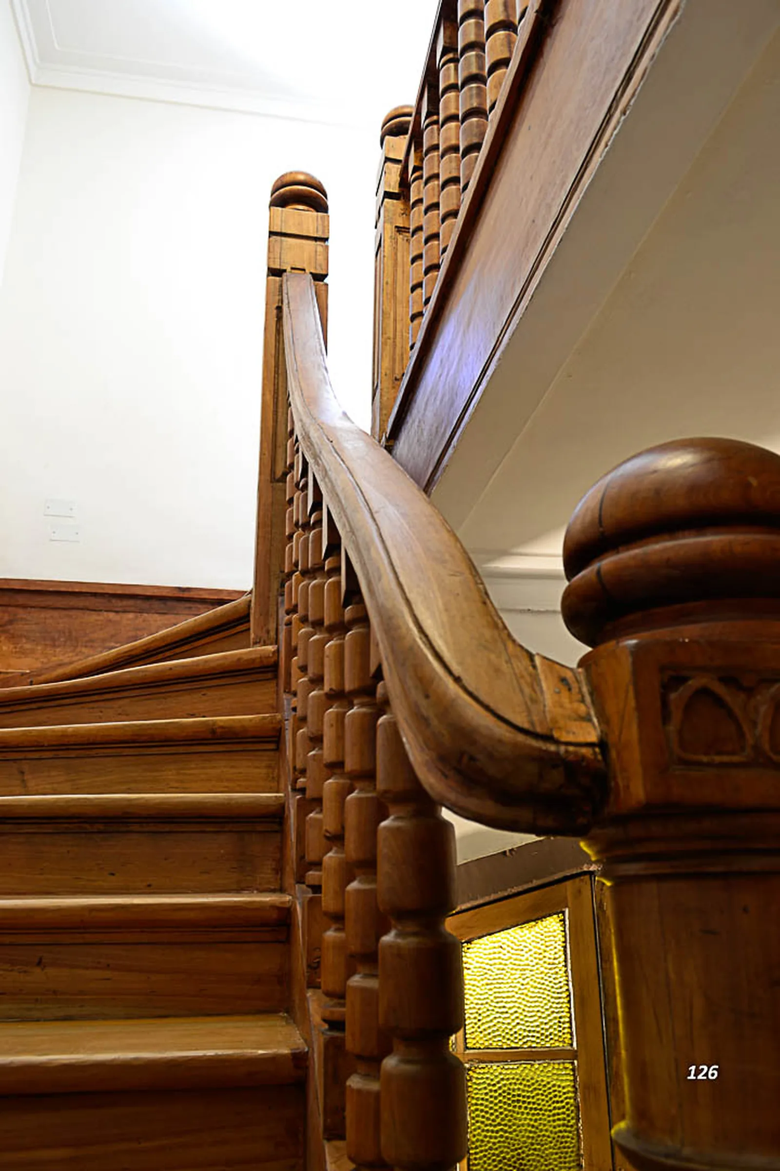 Original wooden staircase at Casa Conde